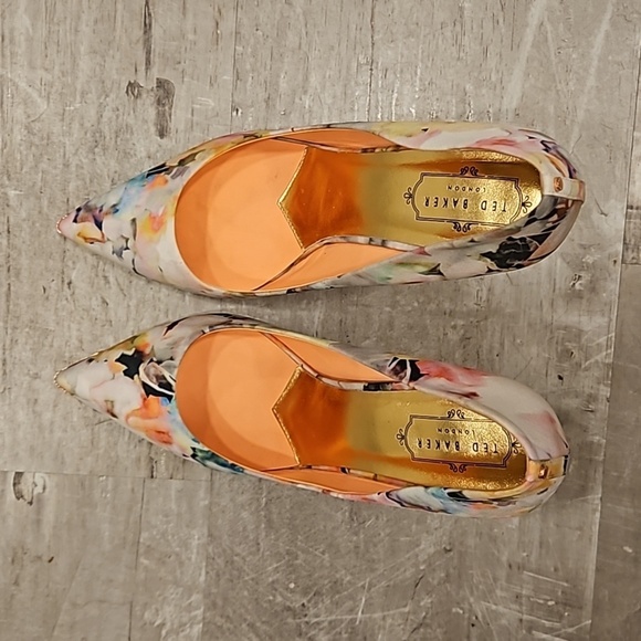 💕TED BAKER💕 Luceey Satin Pumps ~ Watercolor Abstract Floral Print 41 - Picture 5 of 15